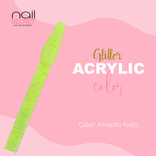 Acrílico de color AMARILLO FOSFO CON GLITTER - Nailsecret