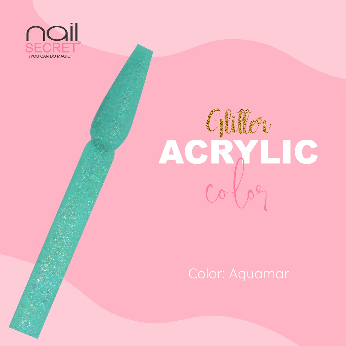 Acrílico de color AQUAMAR CON GLITTER - Nailsecret