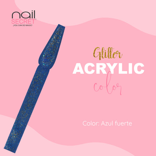 Acrílico de color AZUL FUERTE GLITTER - Nailsecret
