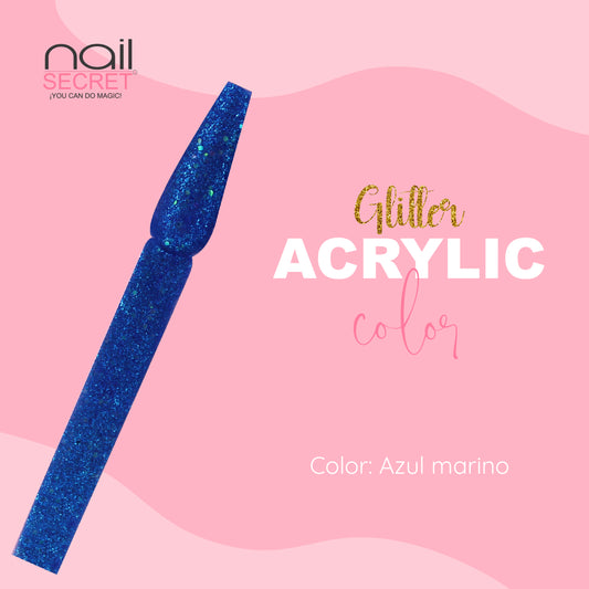 Acrílico de color AZUL MARINO CON GLITTER - Nailsecret