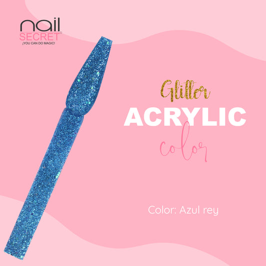 Acrílico de color AZUL REY GLITTER - Nailsecret