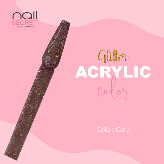 Acrílico de color CAFÉ CON GLITTER - Nailsecret