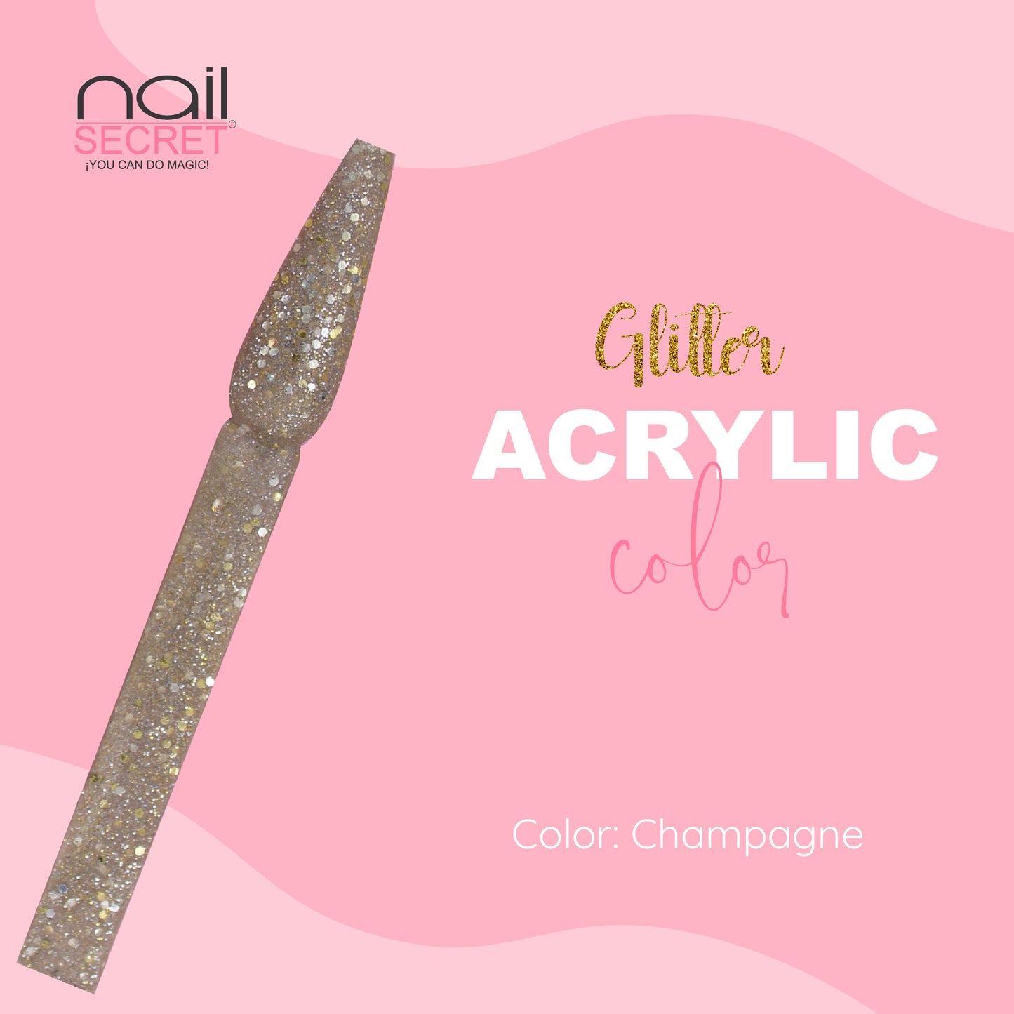 Acrílico de color CHAMPAGNE CON GLITTER - Nailsecret