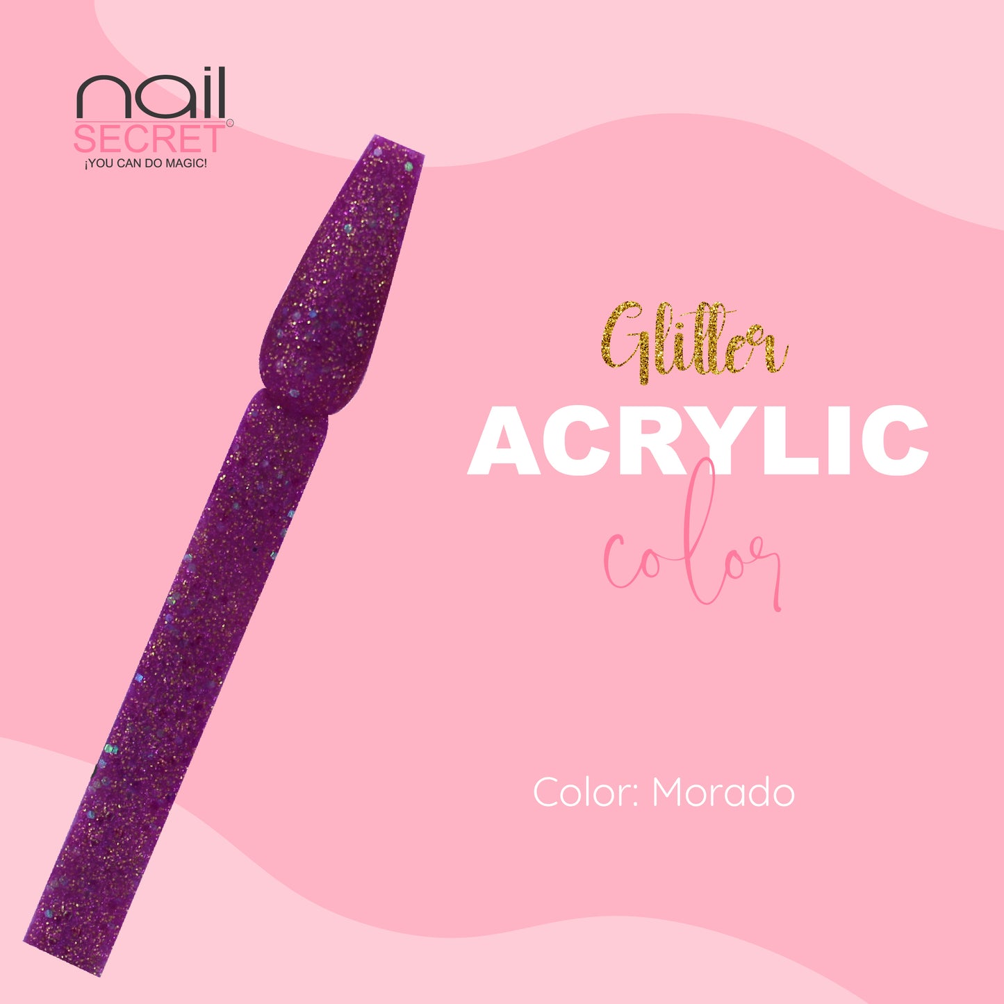 Acrílico de color MORADO GLITTER - Nailsecret