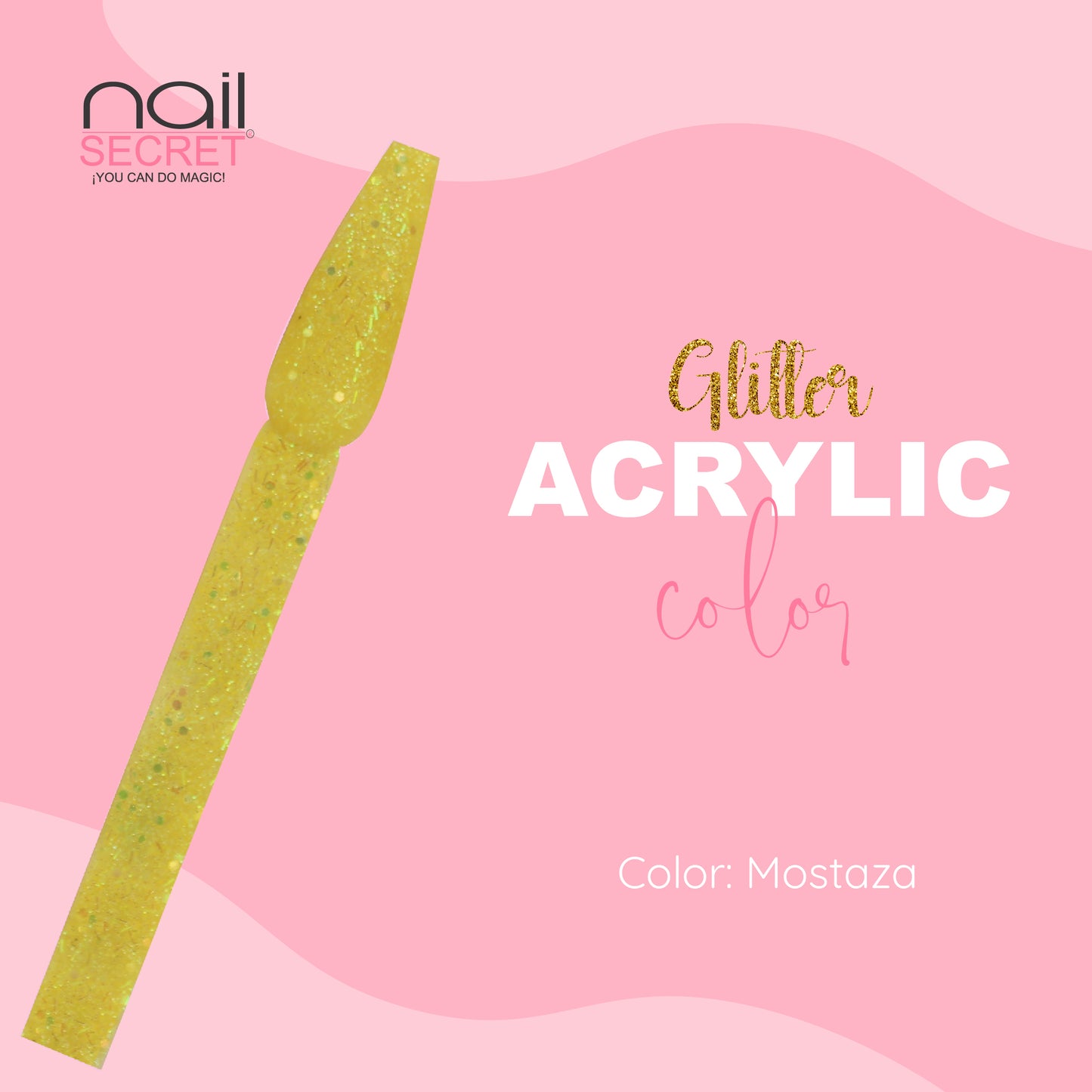 Acrílico de color MOSTAZA GLITTER - Nailsecret