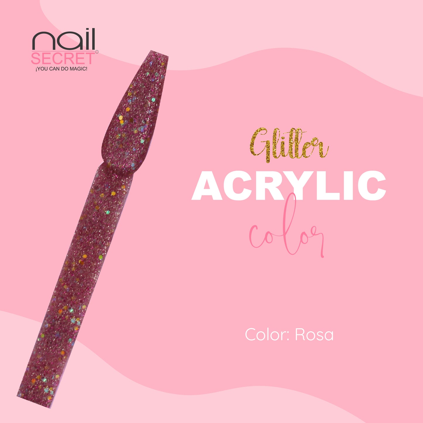 Acrílico de color ROSA CON GLITTER - Nailsecret